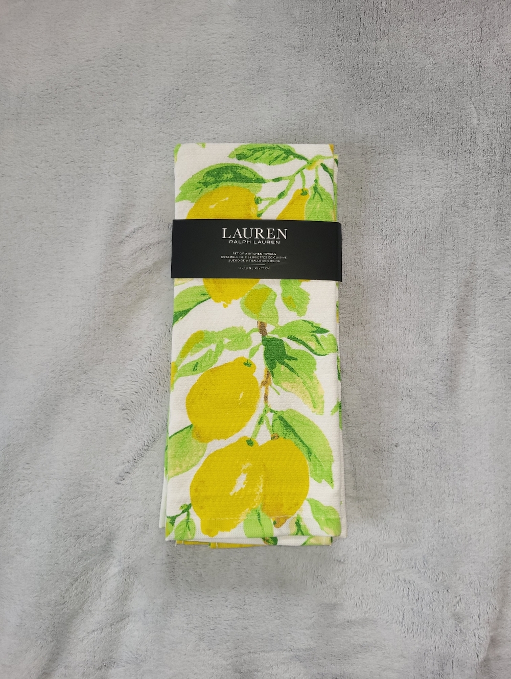 Ralph Lauren Set Of 2 Kitchen Dish Towels Lemons Lemon Tree Yellow Green Fruit